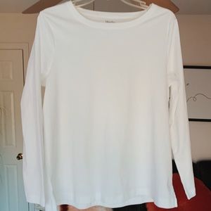 Martha Stewart Plain White Long Sleeve Scoop Neck